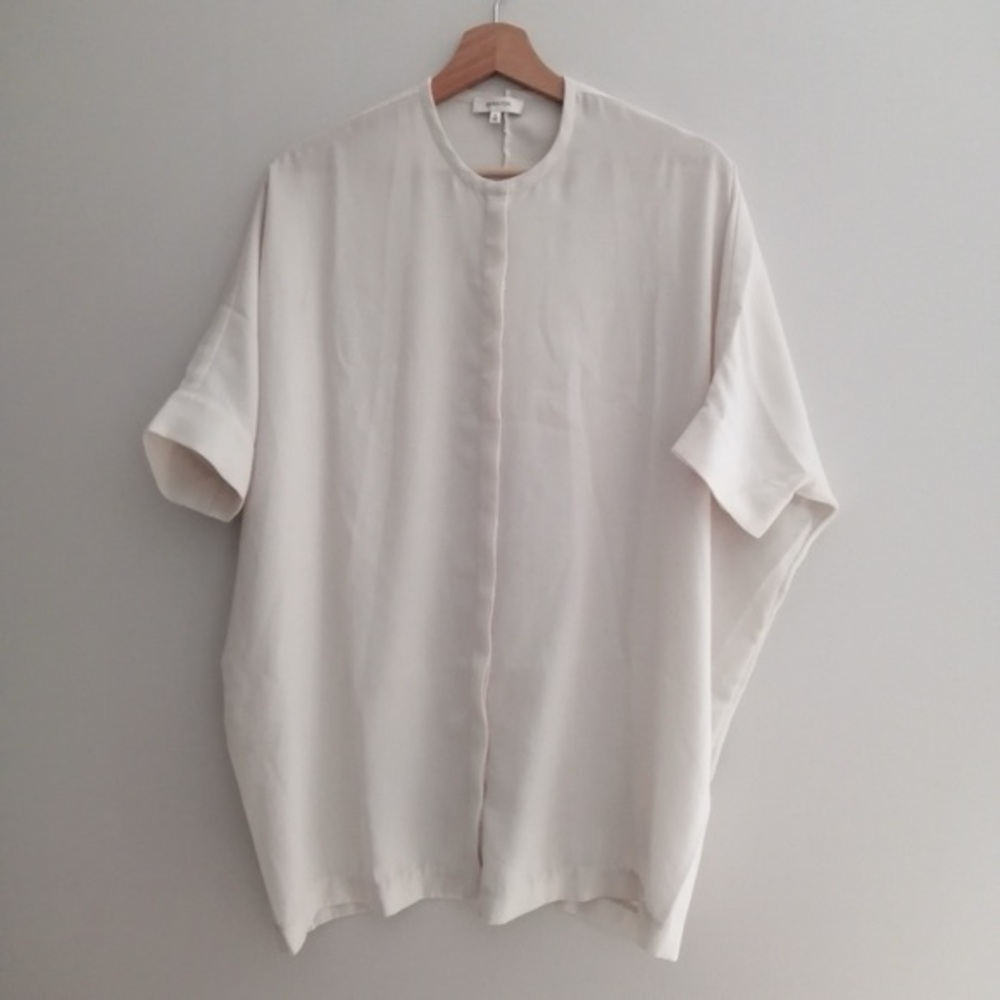 Aritzia Babaton Howard Tunic Short Sleeve Crepe Fabric Button Up Oversized XS - Picture 13 of 14